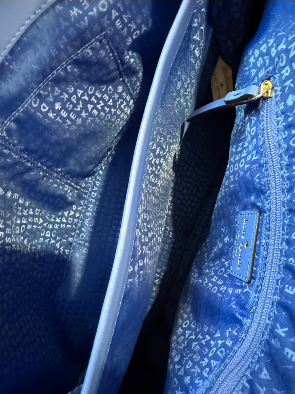 kate spade Blue and White Woven Plaid Tote - Picture 13 of 16
